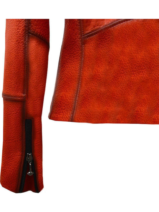 Women's Lifestyle Leather Jacket for Winter Red