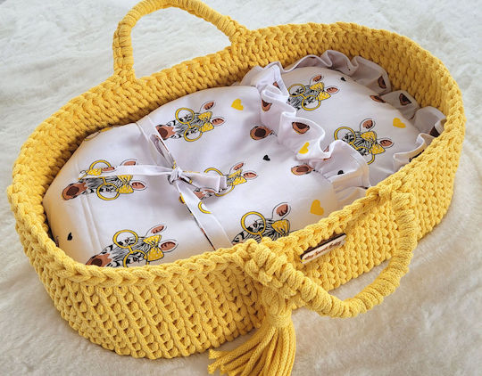 Boho Moses Basket Cotton Doll Carrier Yellow