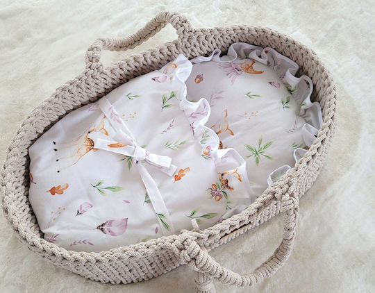 Boho Moses Basket Cotton Doll Carrier Light Beige