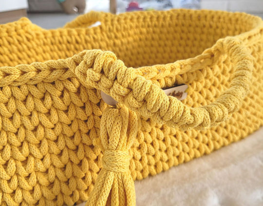 Boho Moses Basket Cotton Doll Carrier Yellow