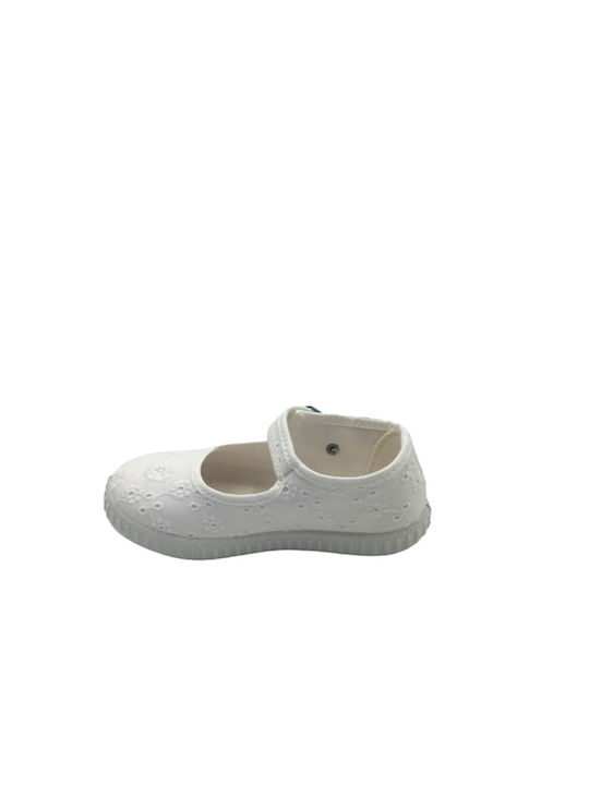 Kids Ballerinas with Elastic Strap White