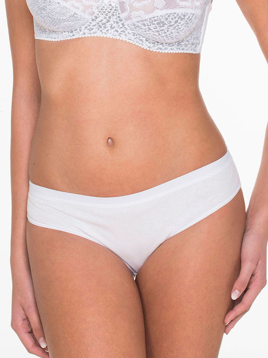 Baumwolle Damen-Slips 3er Pack Nahtlos mit Spitze Weiß