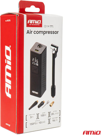 AMiO Τρόμπα Αυτοκινήτου 150PSI με Καλώδιο Αναπτήρα 12V