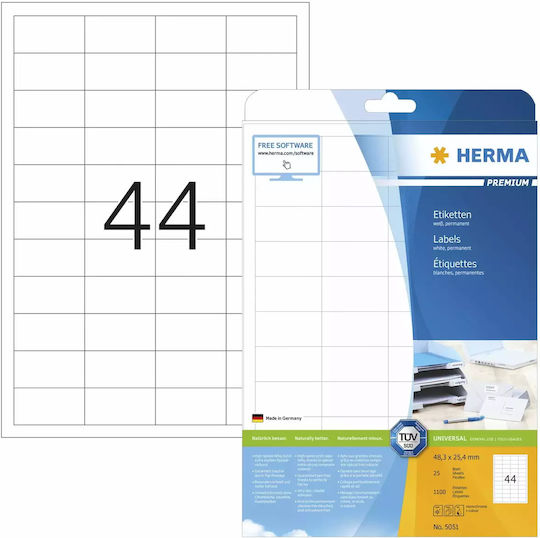 Herma 1100 Self-Adhesive Rectangular A4 Labels 48.3x25.4mm