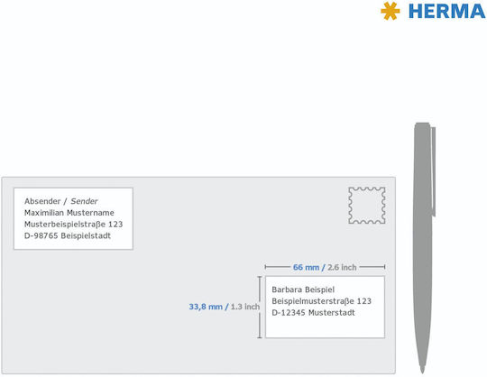 Herma 600 Self-Adhesive Rectangular A4 Labels 66x33.8mm