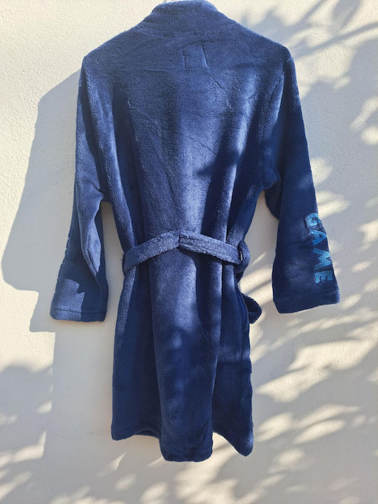 Muydemi Kinder Bademantel Winterlich Fleece Blue