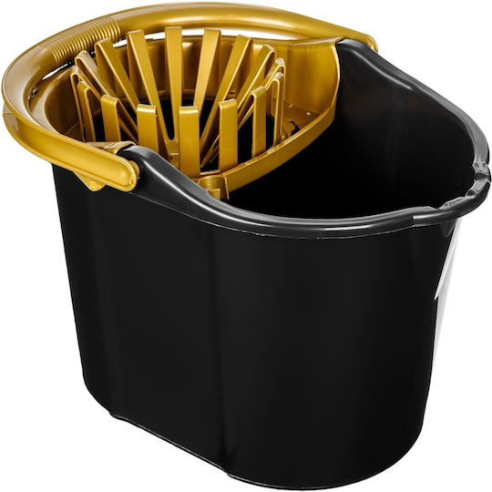 Mop Bucket with Squeezer and Wheels Plastic Capacity 20lt Black