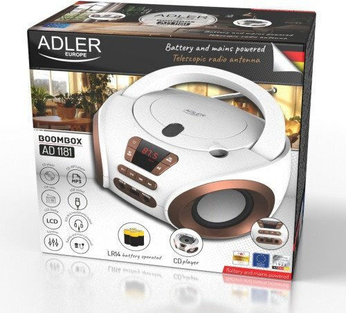 Adler Φορητό Ηχοσύστημα με Ραδιόφωνο / USB / CD σε Λευκό Χρώμα