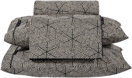 Greenwich Polo Club Duvet Cover Set Cotton Queen with 2 Pillowcases 220x240 Essential Black Velvet-Black Metal
