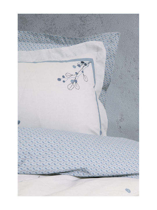 Nima Duvet Cover Set Cotton Queen with 2 Pillowcases 220x240 Ameya Blue