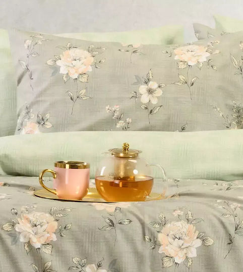 Melinen Duvet Cover Single 165x245 Gianna Gray/Aqua