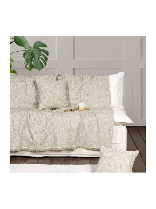 Nima Flow Ριχτάρι Πολυθρόνας Chenille 180x180εκ. Beige Μπεζ