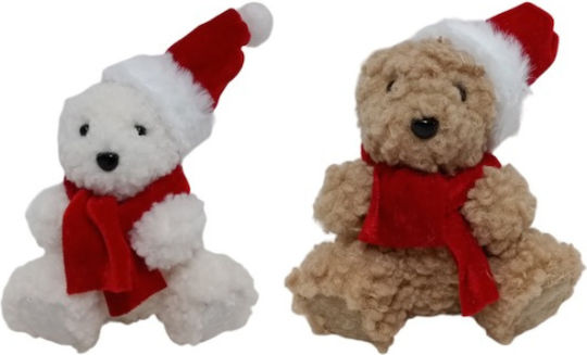 Due esse Christmas Plush Bear Red Scarf Hat 15cm 2 Designs