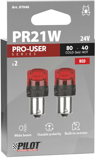 Lampa Lamps Car & Motorcycle Pro-user Series PR21W / BAW15S Canbus LED Red 24V 2pcs