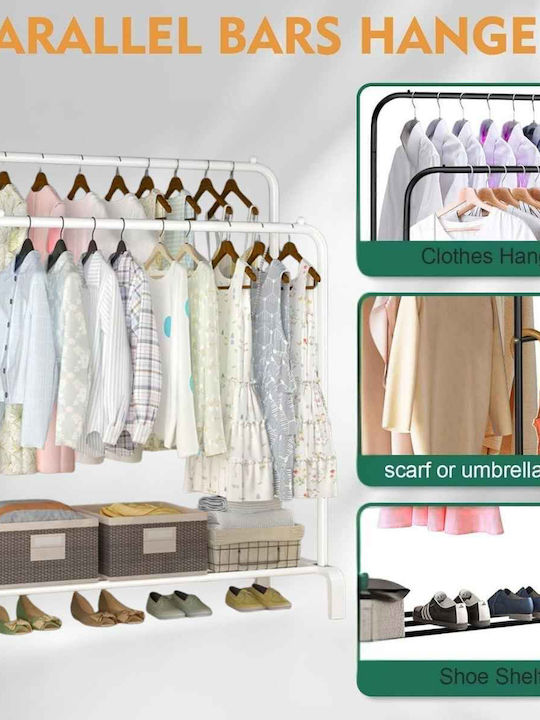 Uncle George Floor Garment Rack made of Metal White 110x55x150cm