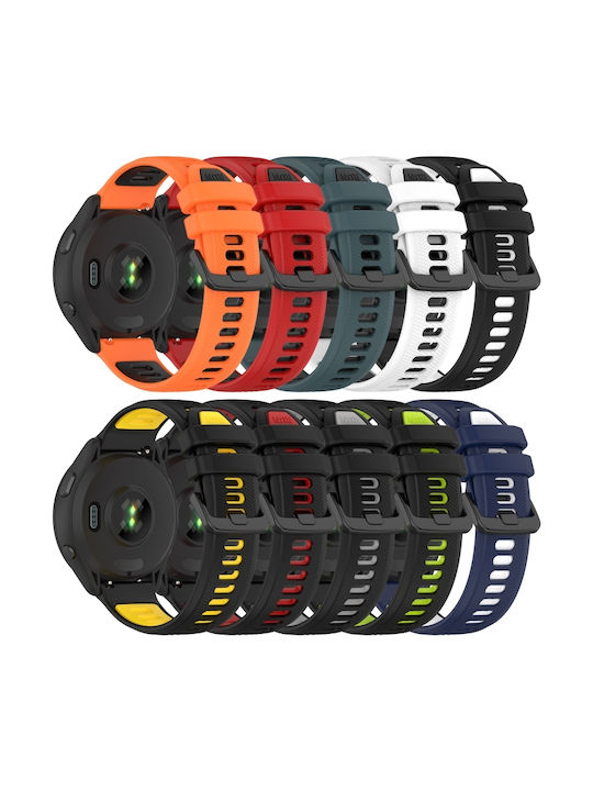 Two-Tone Silicone Watch Strap Garmin Forerunner Sq2 Music 20mm White+Black