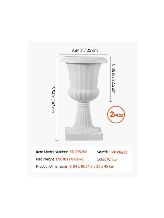 Vevor Planter Box Plastic White 25x42x42cm.