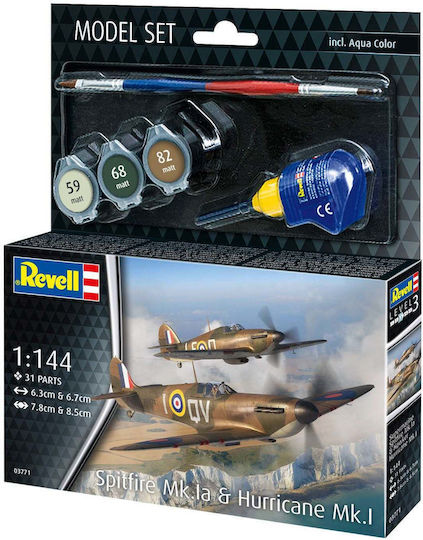 Revell Modellset Flugzeug Spitfire Mk.ia Hurricane Mk.i Maßstab 1:144 Rev63771