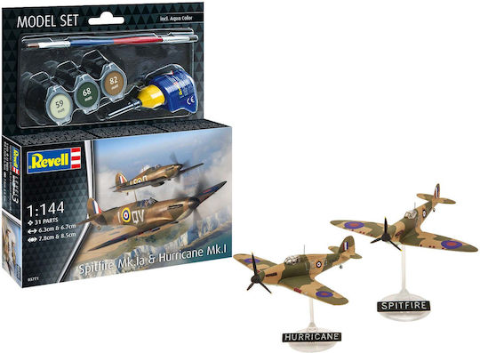 Revell Modellset Flugzeug Spitfire Mk.ia Hurricane Mk.i Maßstab 1:144 Rev63771