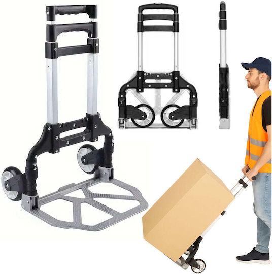 Lean Toys Transport Trolley Foldable for Weight Load up to 70kg Silver