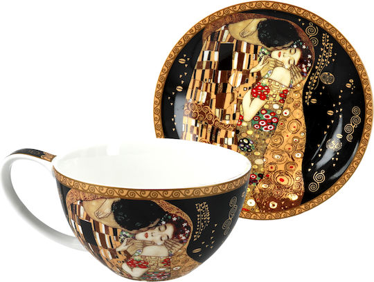 Cup Saucer G Klimt Kiss Black Background Carmani