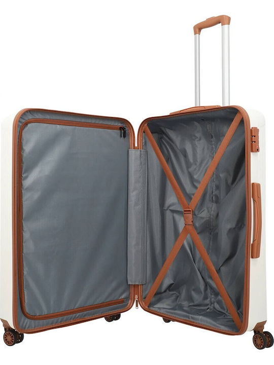 Travelite Bali Große Hartschale Reise Koffer Weiß Cognac mit 4 Räder Höhe 77cm