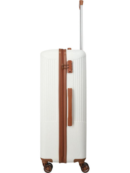 Travelite Bali Große Hartschale Reise Koffer Weiß Cognac mit 4 Räder Höhe 77cm