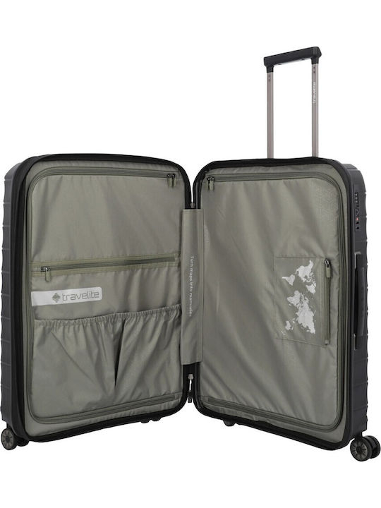 Travelite Mooby Medium Hard Travel Suitcase Black with 4 Wheels