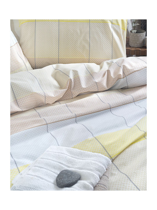 Rythmos Sheet Set with 2 Pillowcases Super-Double with Elastic 160x260+25cm. Colette Yellow, Light Blue 3pcs