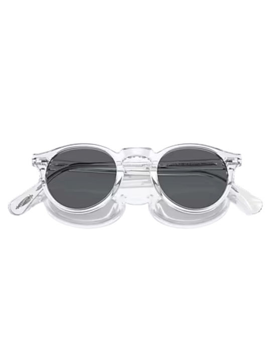 Oliver Peoples Men's Sunglasses with Transparent Horn-Rimmed Frame and Black Lens