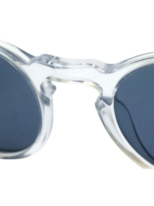 Oliver Peoples Men's Sunglasses with Transparent Horn-Rimmed Frame and Black Lens
