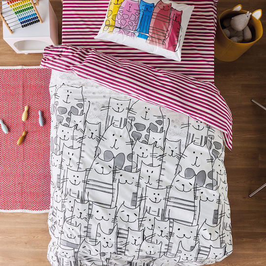 Kentia Σετ Σεντόνια Μονά Βαμβακερά Zuzu Λευκό 160x270cm 3τμχ