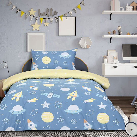 Kocoon Seturi de cearșafuri Single Cu elastic Bumbac Albastru deschis 100x200cm