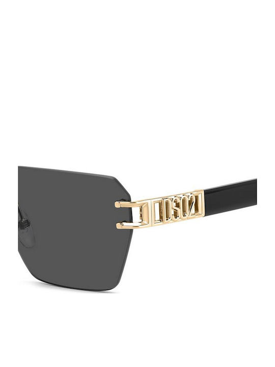 Dsquared2 Unisex Sunglasses with Gold Metal Frame and Gray Lens D2 0173/S 000/IR