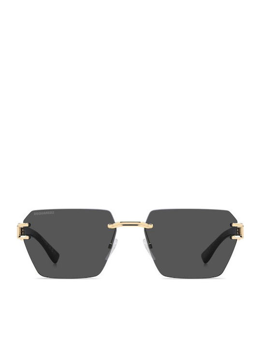 Dsquared2 Unisex Sunglasses with Gold Metal Frame and Gray Lens D2 0173/S 000/IR