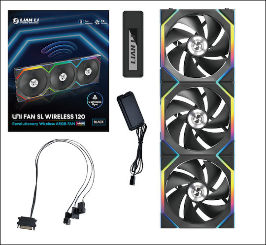 Lian Li UNIFAN SL Ventilator Pentru Carcasă Wireless 120mm (2000rpm / 64.05cfm) cu Iluminare RGB 3 Bucăți