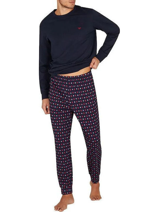 Emporio Armani Men's Winter Pajamas Set Armani Blue