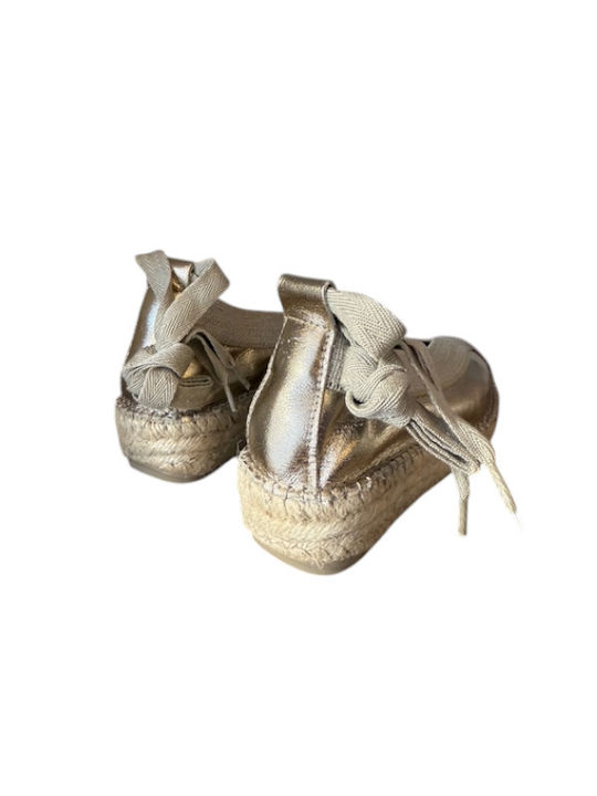 Women's Leather Espadrilles Gold