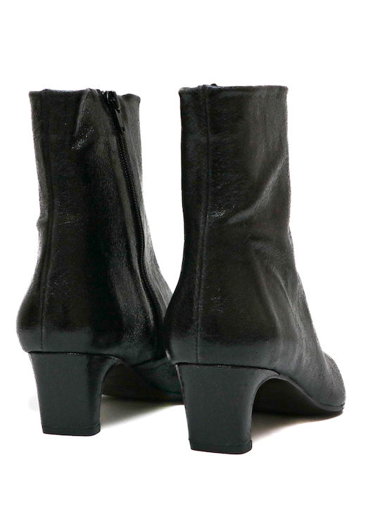 Leder Stiefeletten Damen Schwarz