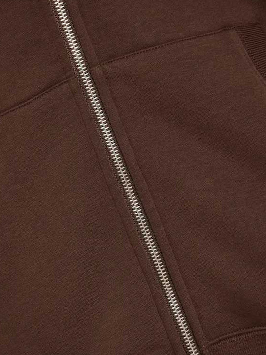 Funky Buddha Ζακέτα Espresso Brown με Κουκούλα