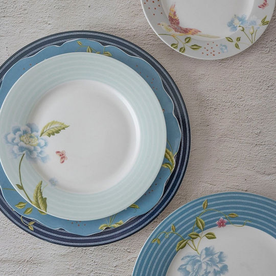 Laura Ashley Seaspray Uni Serving Plate Shallow Porcelain Blue with Diameter 24.5cm