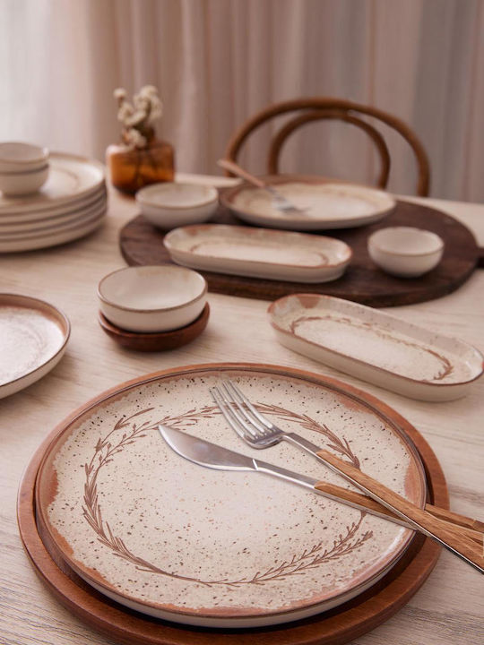 Bormioli Rocco Shallow Serving Plate from Beige Porcelain with Diameter 24cm 6 Pieces