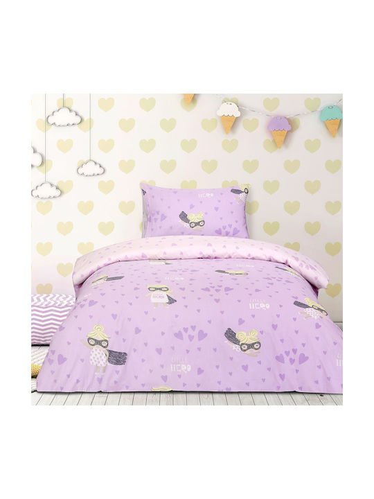 Kocoon Set Kids Duvet Cover Single with Pillowcase Cotton Pink 165x245cm
