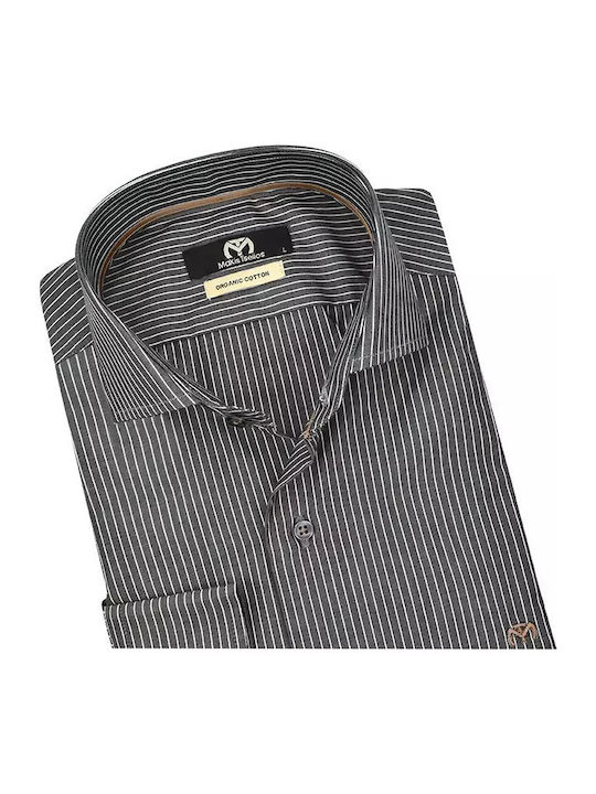 Long Sleeve Striped Shirt Charcoal Gray Charcoal Gray
