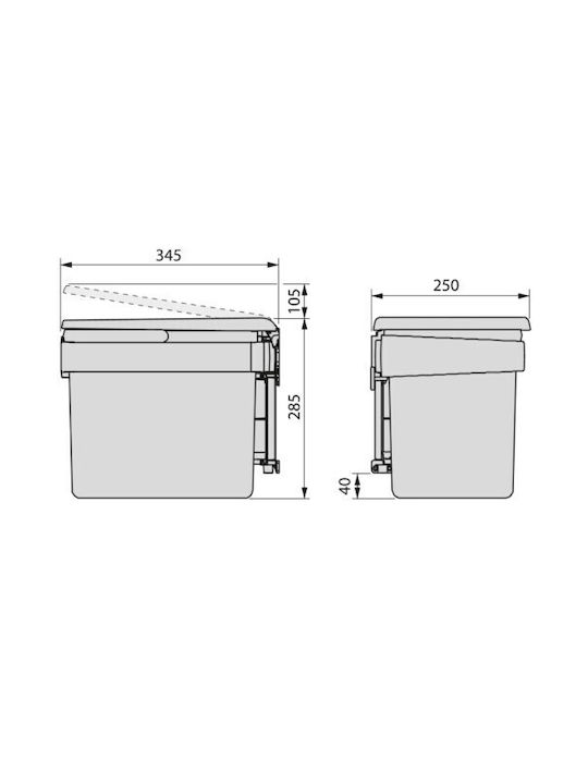 Emuca Waste Bin Waste Plastic for Cabinet Gray 15lt 1pcs