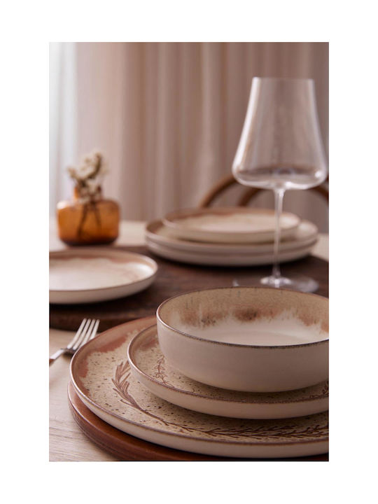 Bormioli Rocco Servierschüssel Rund aus Porzellan Beige mit Durchmesser 15cm