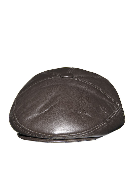 Ageridis Leather Flat Cap Brown