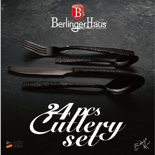 Berlinger Haus Carved Besteckset Edelstahl Schwarz 24Stück