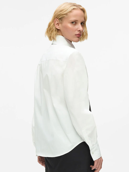 Langärmelig Damen Hemd White