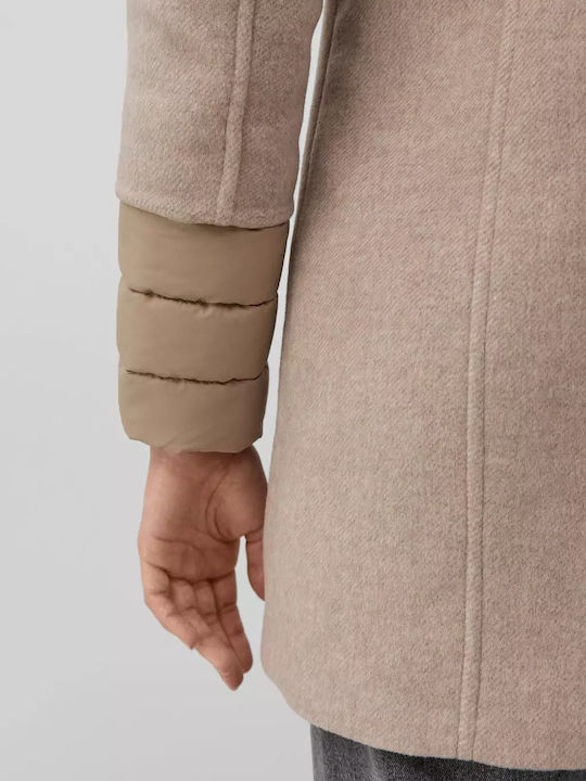 Γυναικείο Beige Παλτό με Φερμουάρ